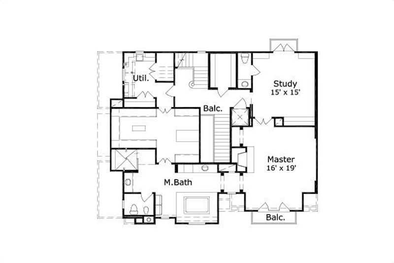 Floor Plan Second Story of Mediterranean Plan #156-1725