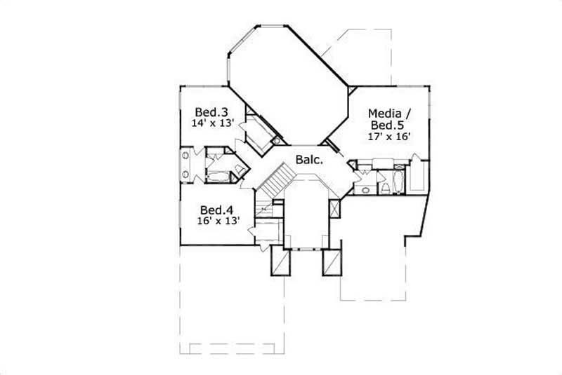 Floor Plan Second Story of French Plan #156-1726