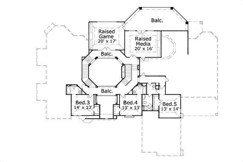Floor Plan Second Story of Luxury Plan #156-1729