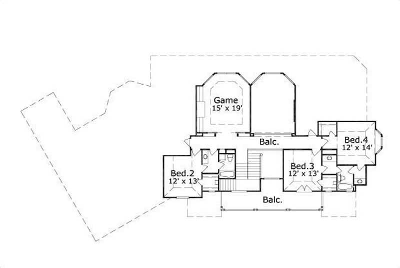Floor Plan Second Story of Luxury Plan #156-1730