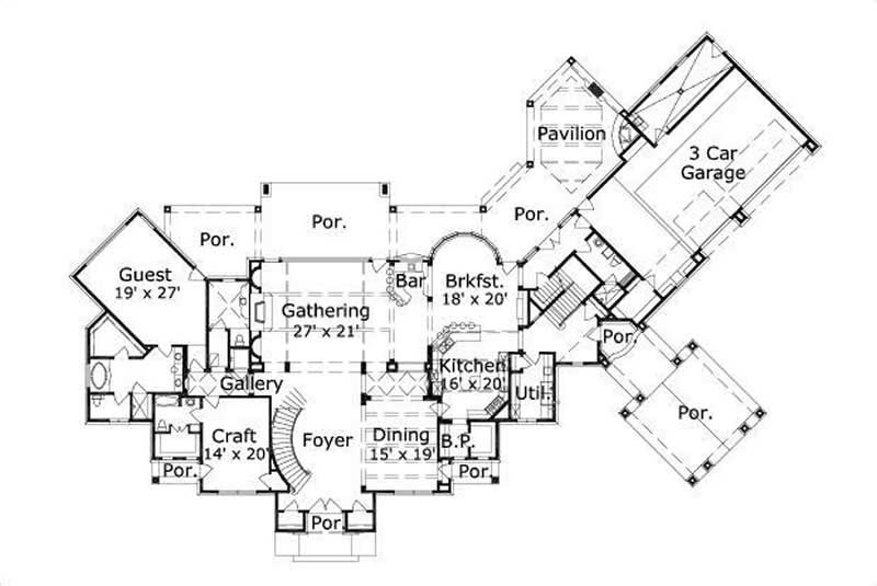 Floor Plan First Story of Luxury Plan #156-1732