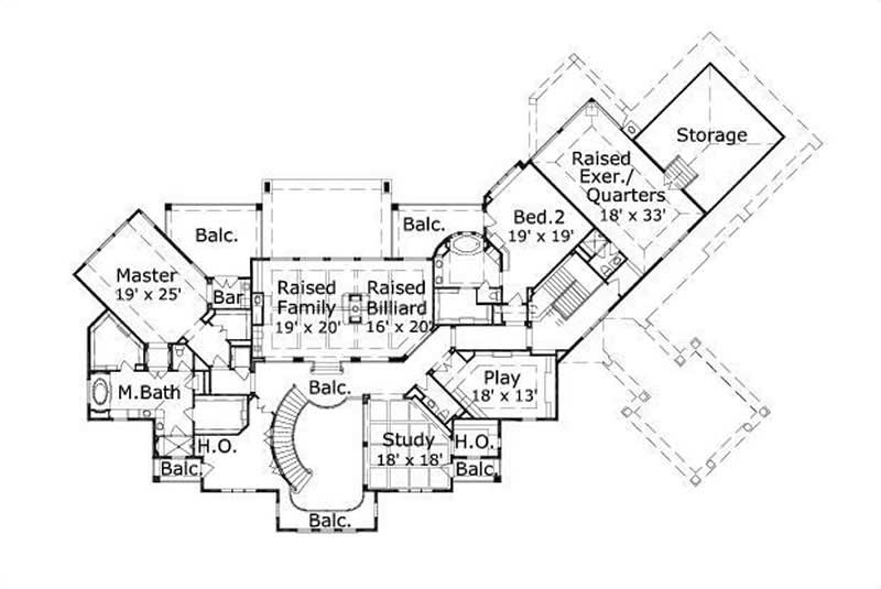 Floor Plan Second Story of Luxury Plan #156-1732