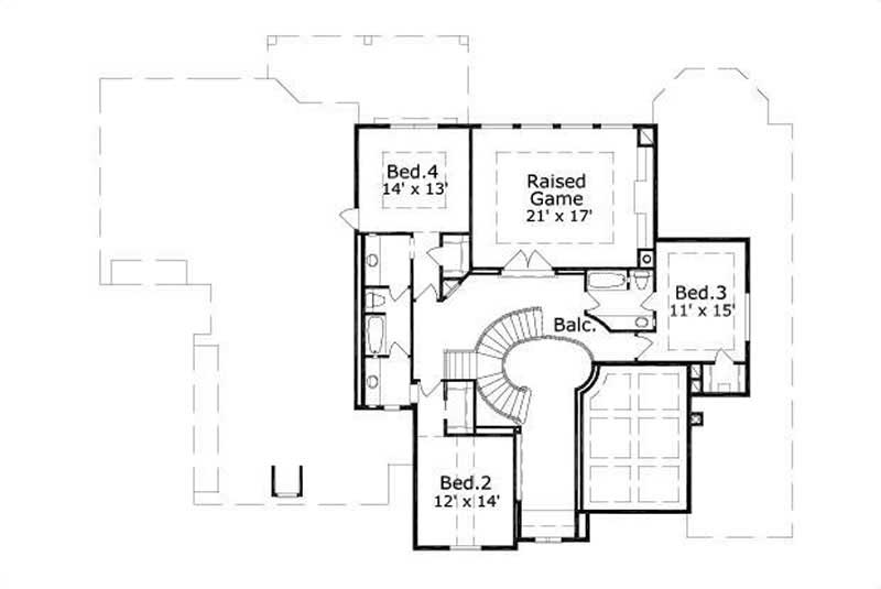 Floor Plan Second Story of Luxury Plan #156-1733