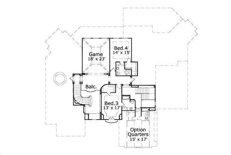 Floor Plan Second Story of Country Plan #156-1738