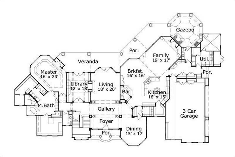 Floor Plan First Story of Luxury Plan #156-1741