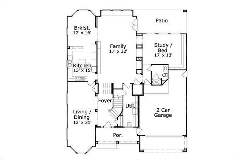 Floor Plan First Story of Transitional Plan #156-1743