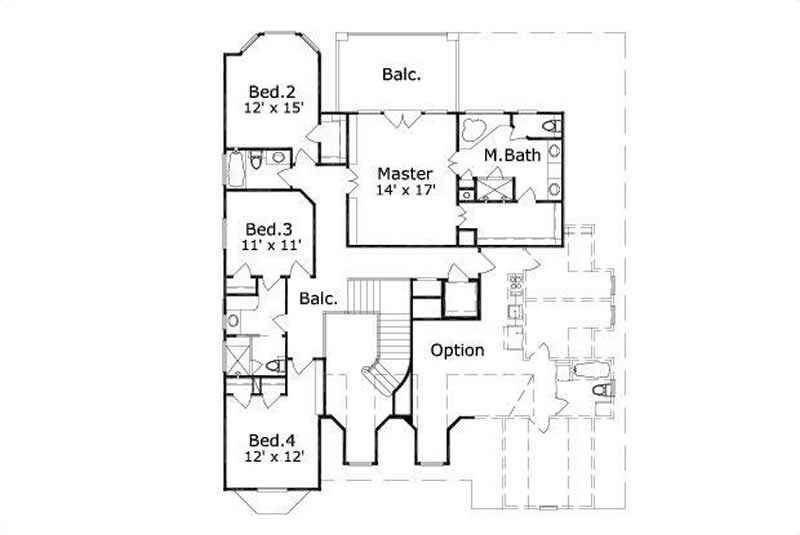Floor Plan Second Story of Transitional Plan #156-1743