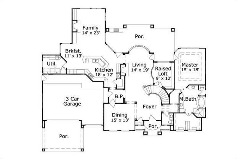 Floor Plan First Story of Luxury Plan #156-1746