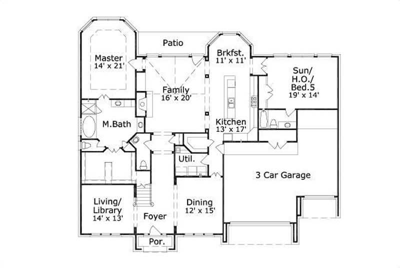 Floor Plan First Story of Luxury Plan #156-1747
