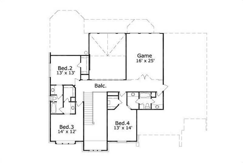 Floor Plan Second Story of Luxury Plan #156-1747