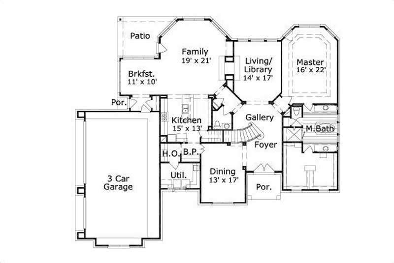 Floor Plan First Story of Luxury Plan #156-1750
