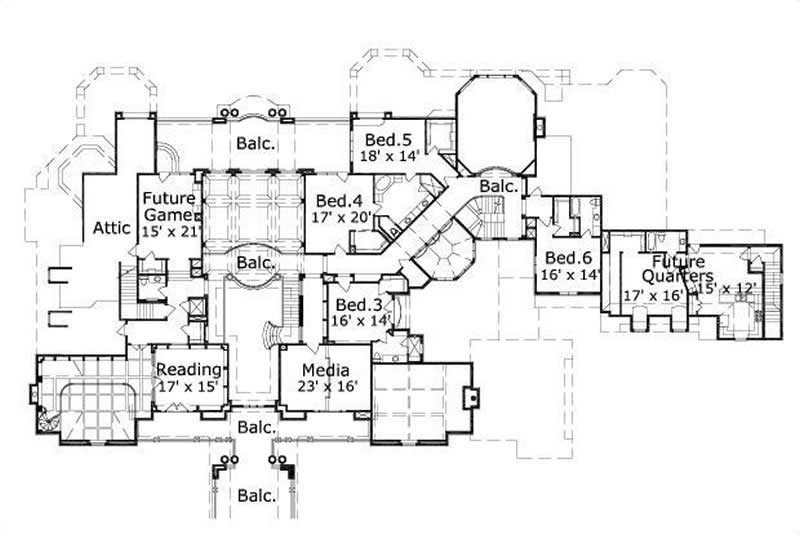 Floor Plan Second Story of Luxury Plan #156-1754