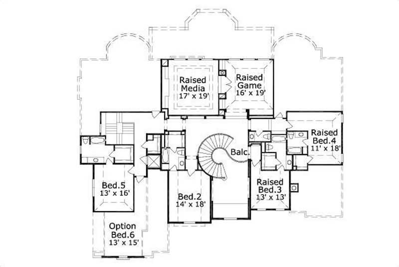 Floor Plan Second Story of Luxury Plan #156-1755