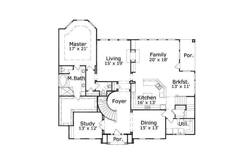 Floor Plan First Story of Luxury Plan #156-1756