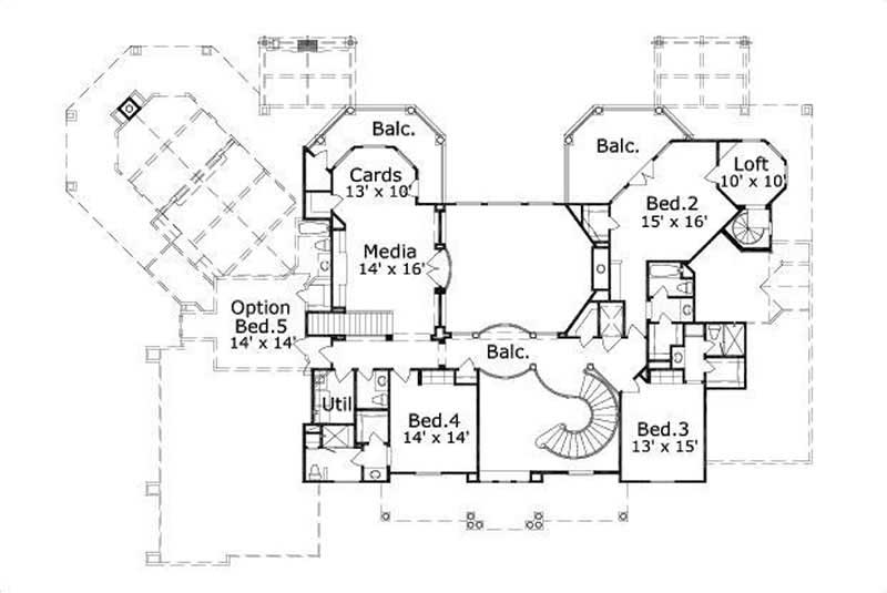 Floor Plan Second Story of Luxury Plan #156-1758