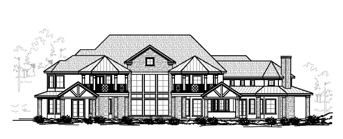 Home Plan Rear Elevation of this 5-Bedroom,6672 Sq Ft Plan -156-1758