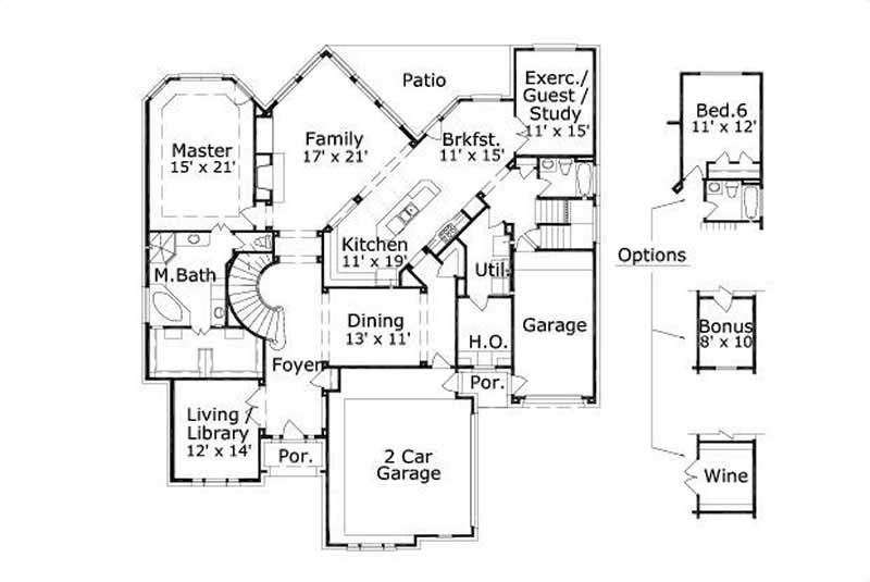 Floor Plan First Story of Luxury Plan #156-1762