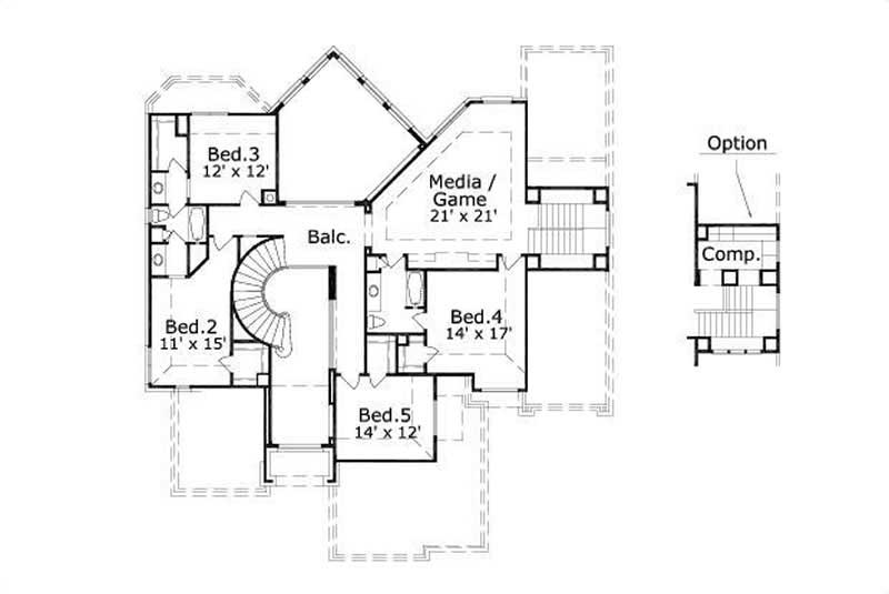 Floor Plan Second Story of Luxury Plan #156-1762