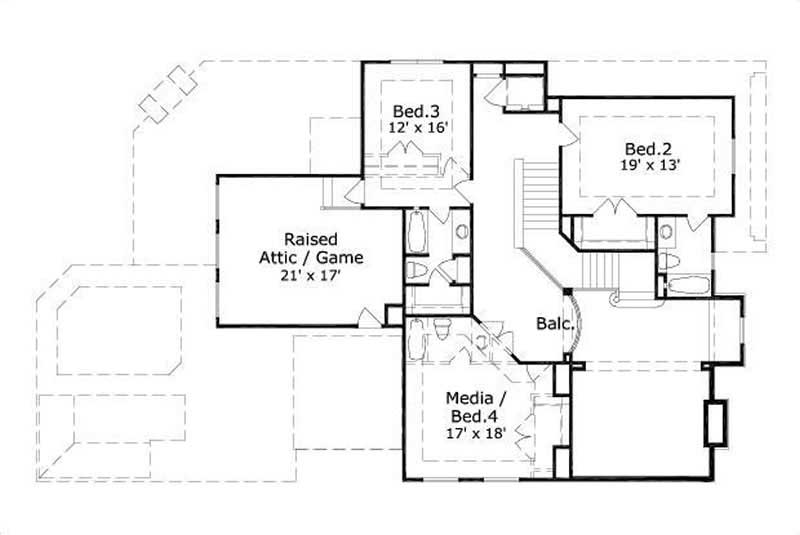 Floor Plan Second Story of Country Plan #156-1773