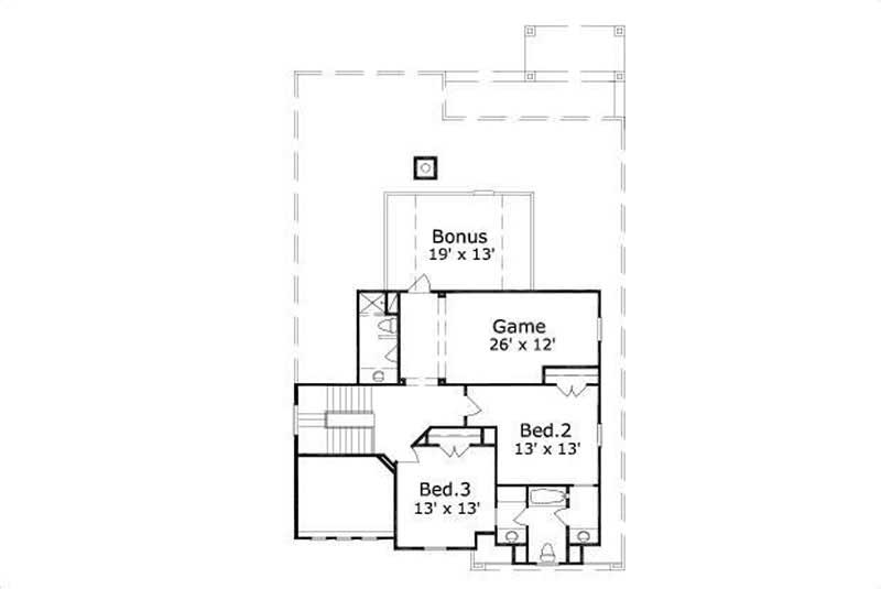 Floor Plan Second Story of Spanish Plan #156-1775