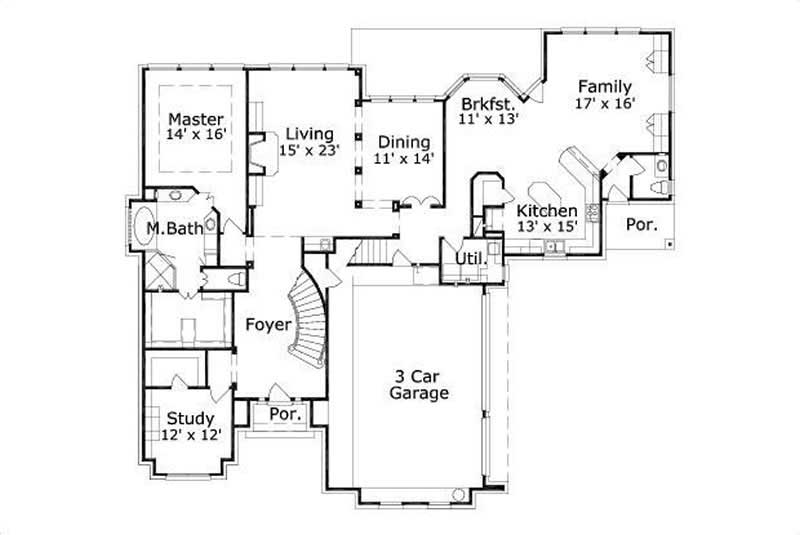 Floor Plan First Story of Luxury Plan #156-1776