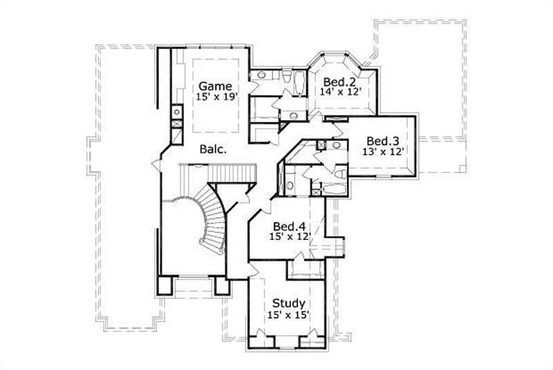 Floor Plan Second Story of Luxury Plan #156-1776