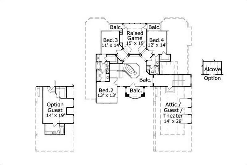 Floor Plan Second Story of French Plan #156-1777