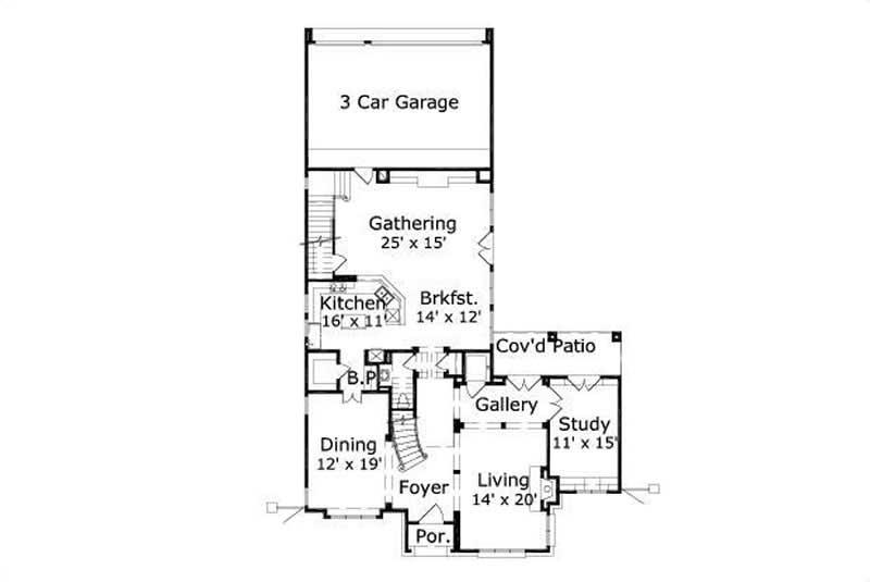 Floor Plan First Story of Country Plan #156-1778