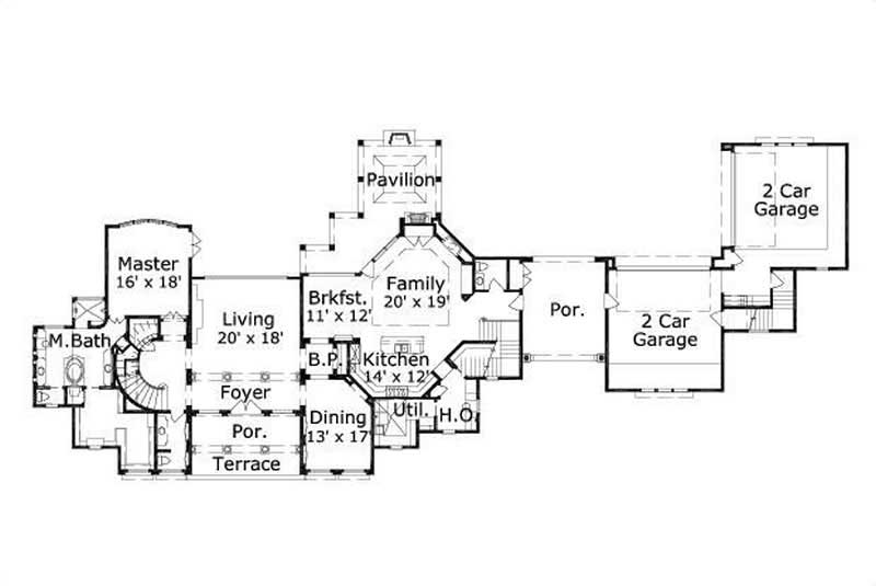 Floor Plan First Story of Mediterranean Plan #156-1785