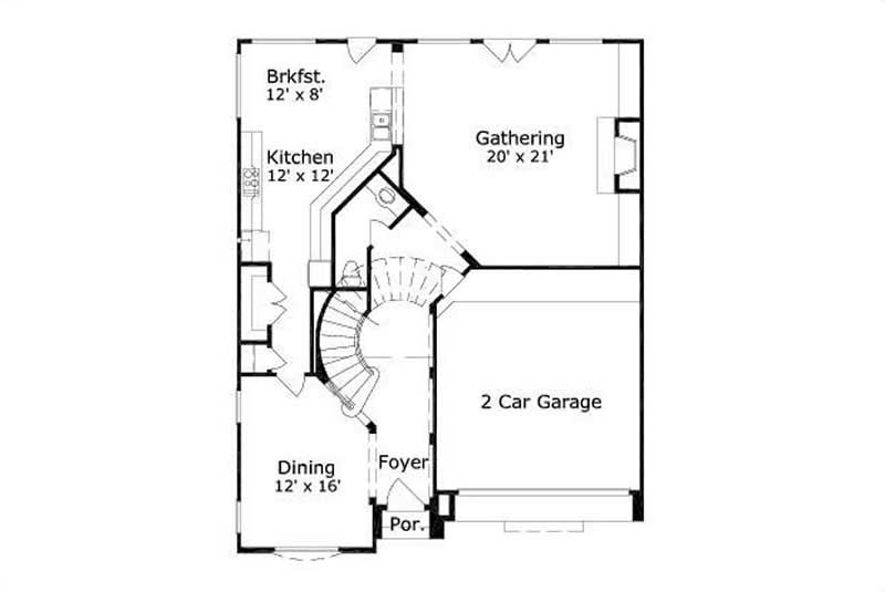 Floor Plan First Story of Mediterranean Plan #156-1788