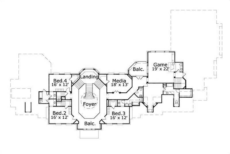 Floor Plan Second Story of Luxury Plan #156-1791