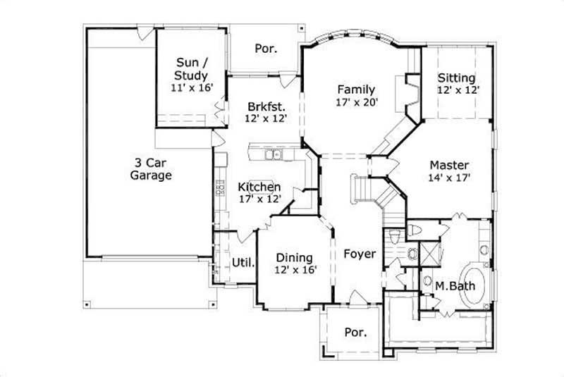 Floor Plan First Story of Country Plan #156-1792
