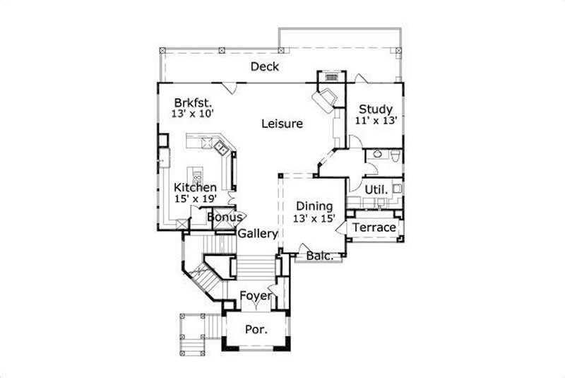 Floor Plan Second Story of Coastal Plan #156-1794