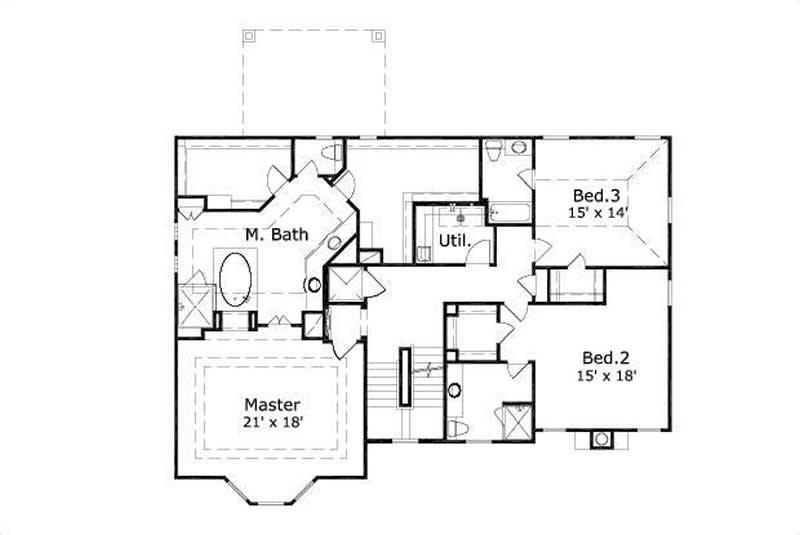 Floor Plan Second Story of Luxury Plan #156-1795