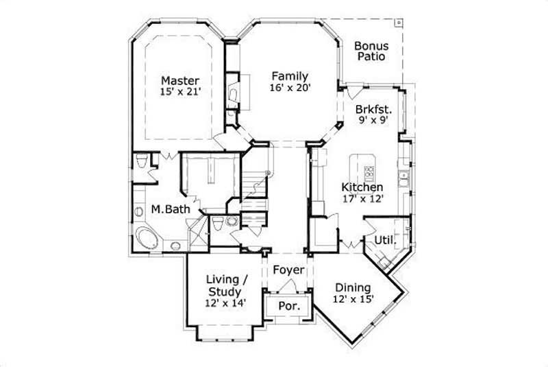 Floor Plan First Story of Luxury Plan #156-1796