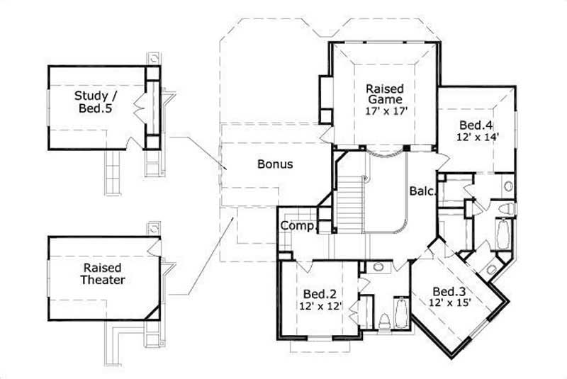 Floor Plan Second Story of Luxury Plan #156-1796