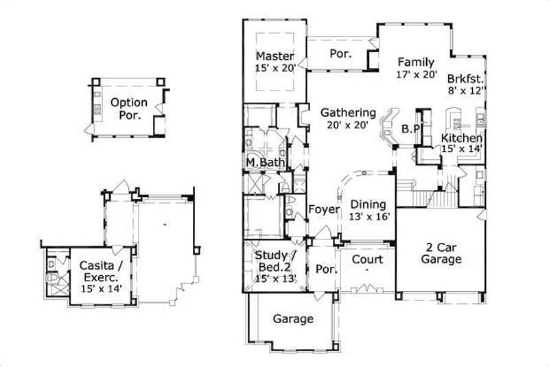 Floor Plan First Story of Country Plan #156-1800