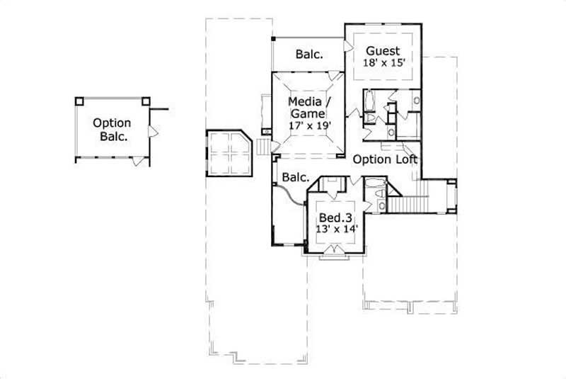 Floor Plan Second Story of Country Plan #156-1800
