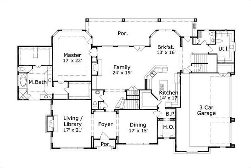 Main Level of Traditional Plan #156-1804