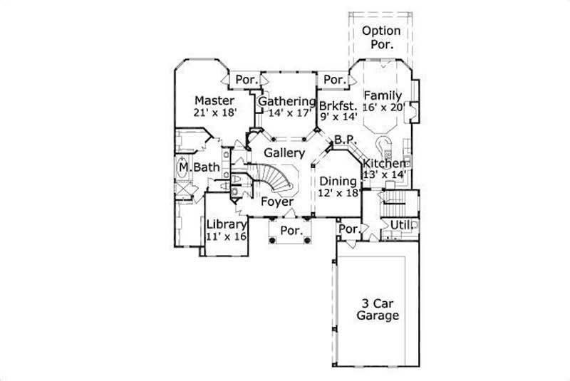 Floor Plan First Story of Luxury Plan #156-1805
