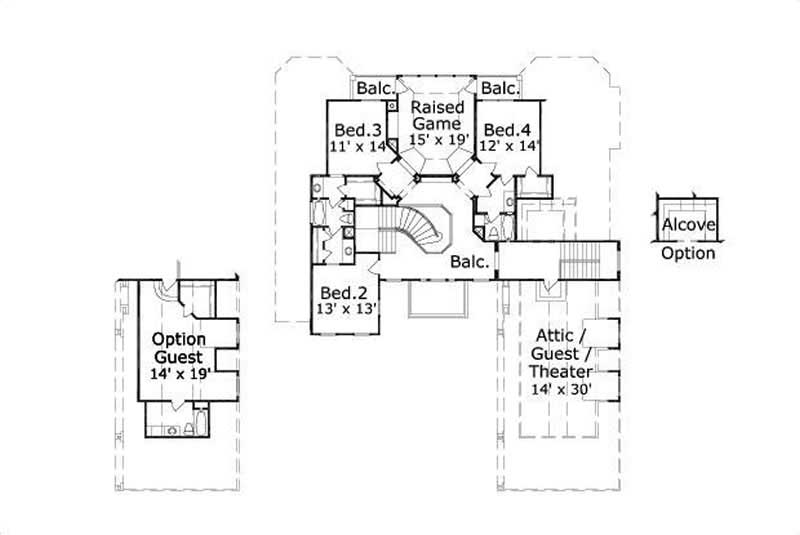 Floor Plan Second Story of Luxury Plan #156-1805