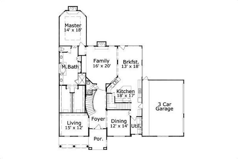 Floor Plan First Story of Country Plan #156-1811