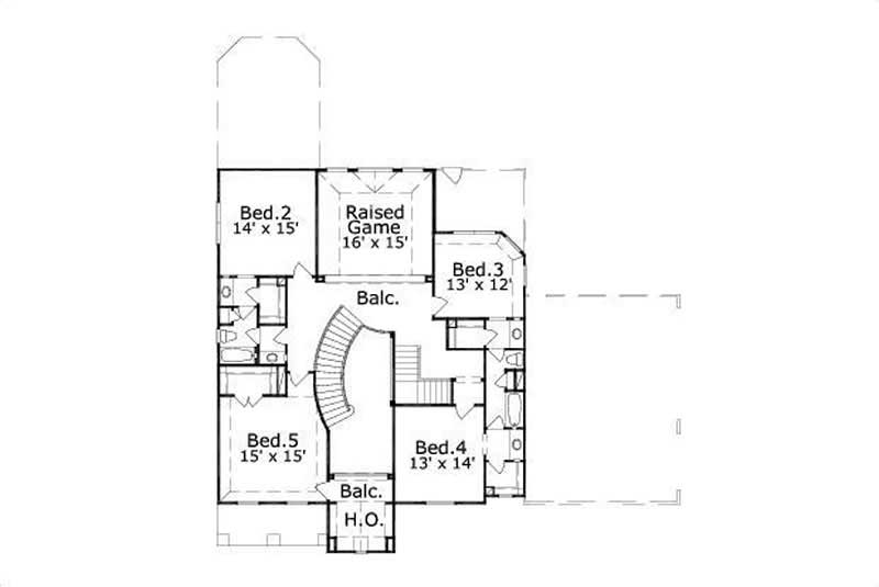 Floor Plan Second Story of Country Plan #156-1811