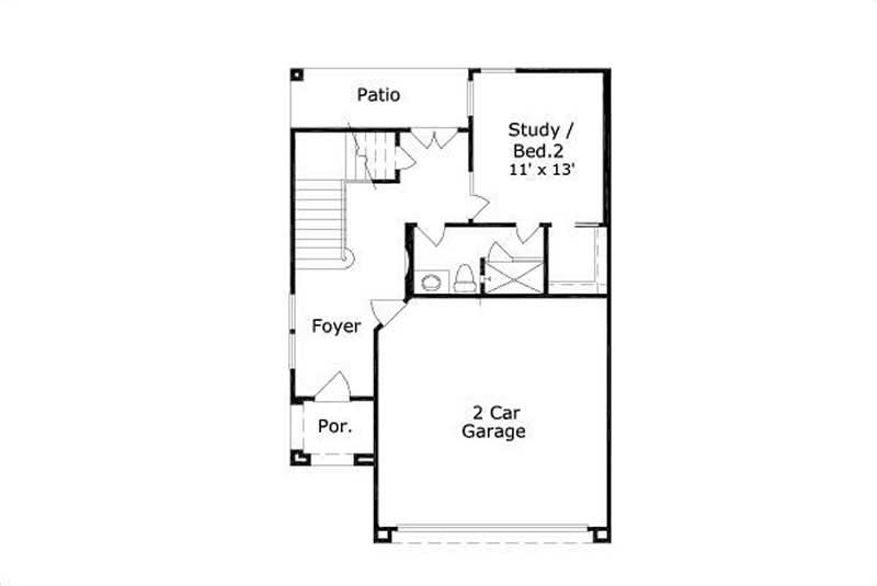 Floor Plan First Story of Mediterranean Plan #156-1814
