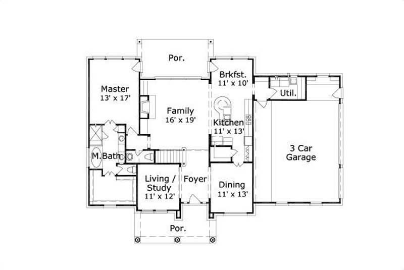 Floor Plan First Story of Luxury Plan #156-1815