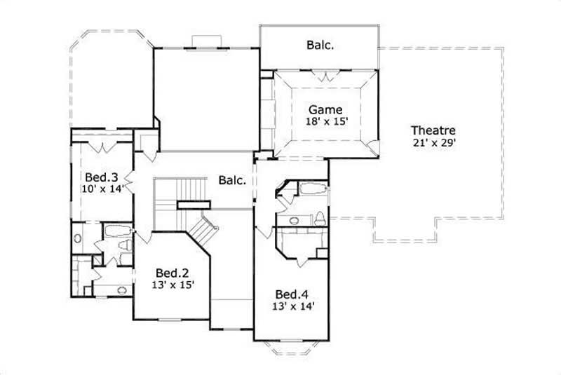 Floor Plan Second Story of Country Plan #156-1817