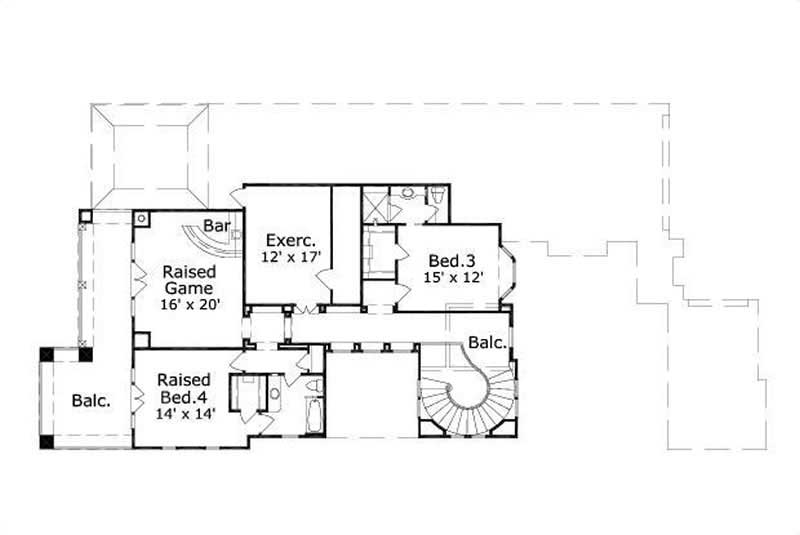 Floor Plan Second Story of Country Plan #156-1821