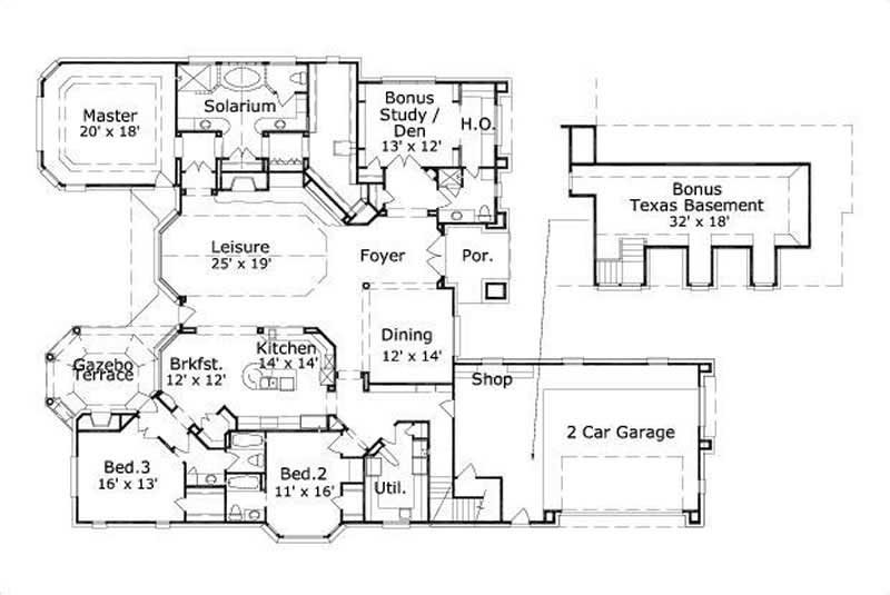 Floor Plan First Story of Contemporary Plan #156-1823