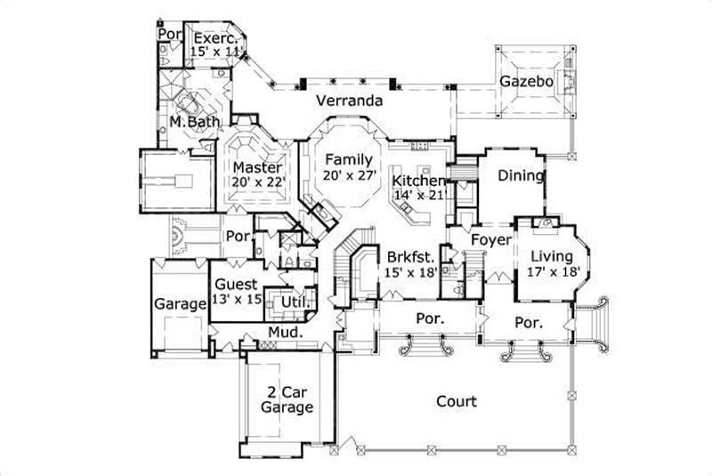 Floor Plan First Story of Contemporary Plan #156-1826
