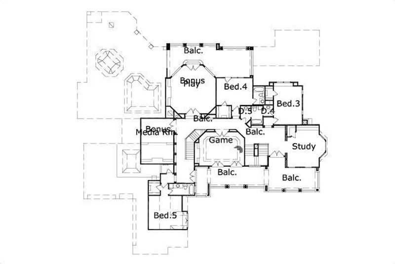 Floor Plan Second Story of Contemporary Plan #156-1826